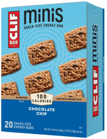 CLIF BAR Minis - Chocolate Chip - Made with Organic Oats - 4g Protein - Non-GMO - Plant Based - Snack-Size Energy Bars - 0.99 oz. (20 Pack)