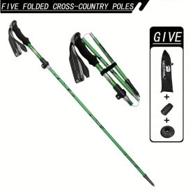"Ultralight Folding Hiking Poles - 7075 Aluminum with EVA Grip, Tungsten Tips - Perfect for Backpacking & Climbing" (Color: Green)