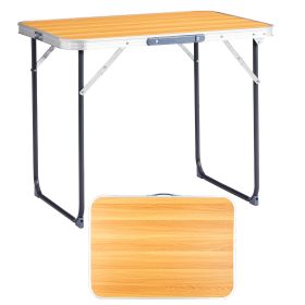 2.3ft Wood Grain Outdoor Folding Table Aluminum Alloy Rectangular 50kg Folding Tabletop (Option: Tabletop wood grain color)